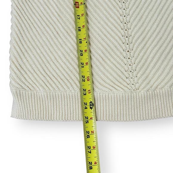Marine Layer Skylar Turtleneck Sweater Ivory Cream Chevron Knit Wool Blend XS - Picture 13 of 13